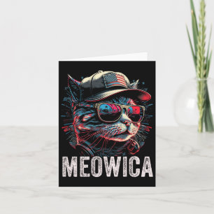 Cartão Meowica 4 De Julho Cat American Flag America