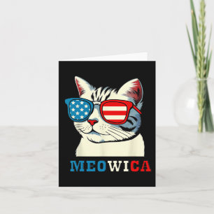 Cartão Meowica 4 De Julho Cat Sungles Bandeira Americana