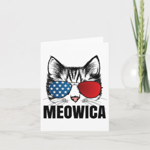 Cartão Meowica Americat 4 De Julho Dos Eua Flag Sungl Fun