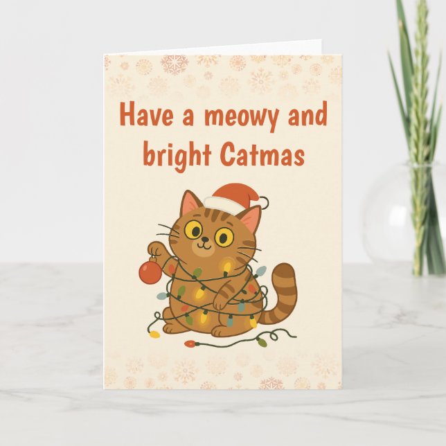 Cartão Meowy and Bright christmas Folded Greeting Card (Frente)