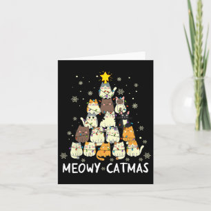 Cartão Meowy Catmas Árvore de Natal Xmas Meninas Fu