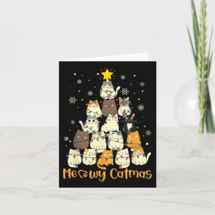 Cartão Meowy Catmas Árvore de Natal Xmas Meninas Fu