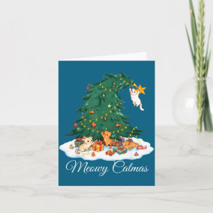 Cartão Meowy Catmas Gato Natal Árvore de Natal Xmas Diver