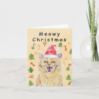 Cartão Meowy Christmas card angry yet cute cat