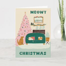 Cartão Meowy Christmas & Yappy New Year Greeting Card