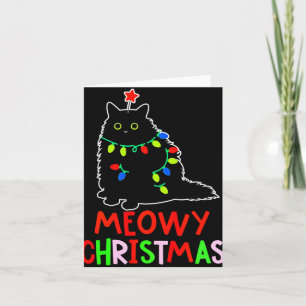 Cartão Meowy Natal Luzes de Natal Preto Gato Pijama Todd