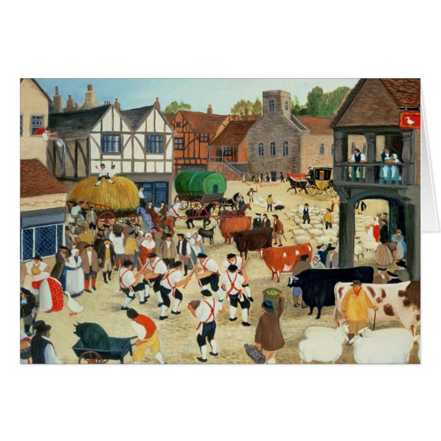 Cartão Mercado de gado do século XVIII de Mayfair (Frente Horizontal)