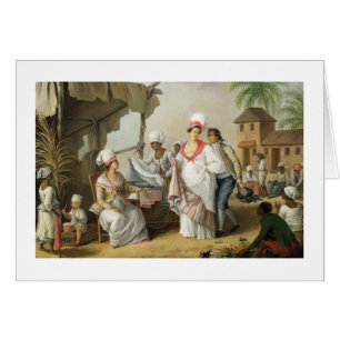 Cartão Mercado de linho, Roseau, Dominica, c.1780 (o óle