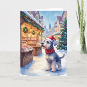 Cartão Mercado de Natal do Schnauzer Férias de Inverno Am