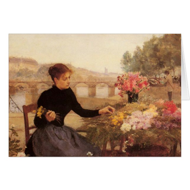 Cartão Mercado parisiense da flor (Frente Horizontal)