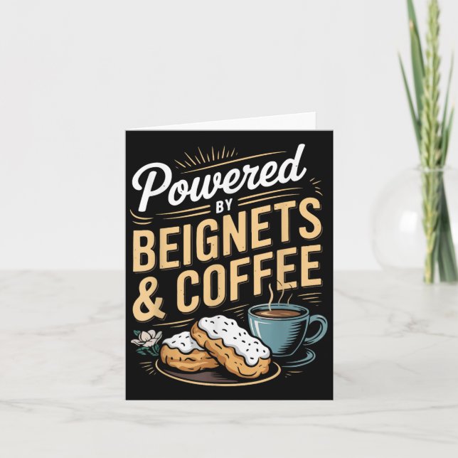 Cartão Mergulhado Por Beignets E Café Divertido New Orlea (Frente)