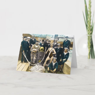 Cartão Mergulhador 1891 naval real do capacete de