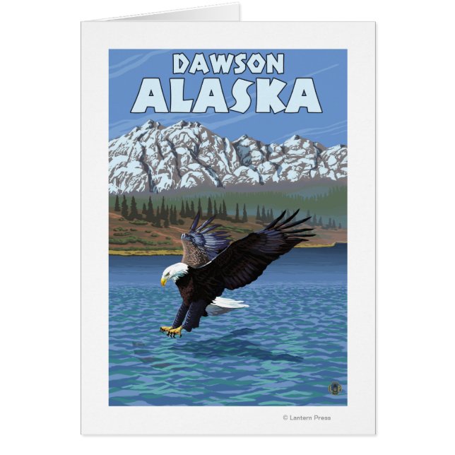 Cartão Mergulho Bald Eagle - Dawson, Alaska (Frente)