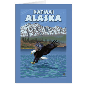 Cartão Mergulho da águia americana - Katmai, Alaska