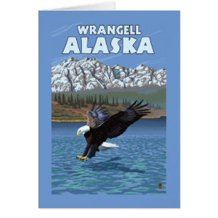 Cartão Mergulho da águia americana - Wrangell, Alaska