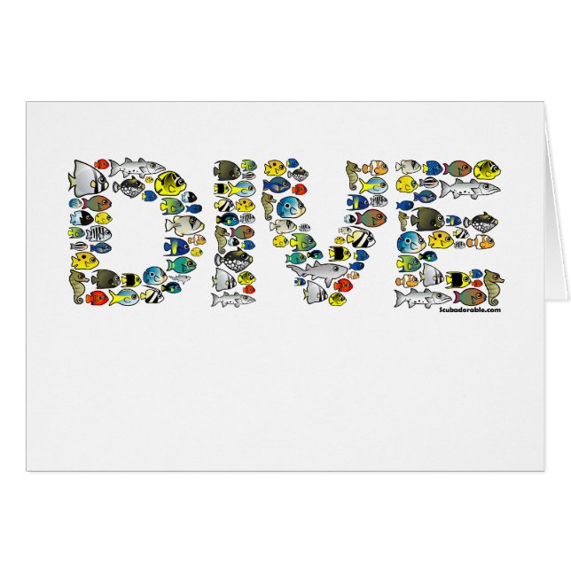 Cartão MERGULHO de Scubadorable (Frente Horizontal)