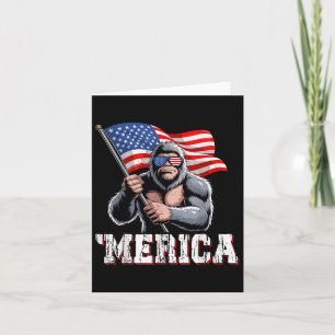 Cartão Merica Bigfoot American Flag Patriótico Sasquatch