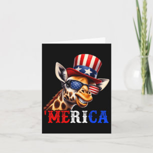 Cartão Merica Giraffe Patriótico 4 De Julho Crianças Engr