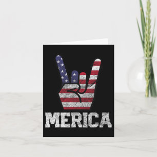 Cartão Merica Rock Sinal 4 De Julho Vintage Flag American