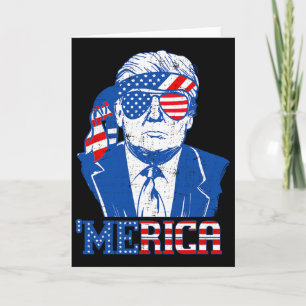Cartão Merica Trump Feliz 4 de Julho Trump Bandeira Ameri