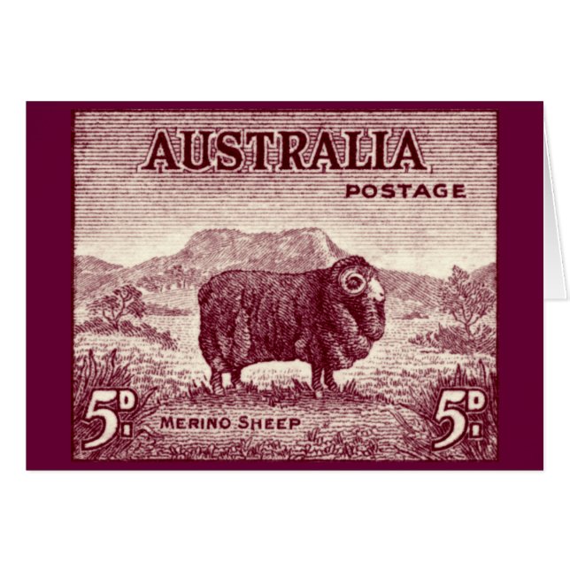 Cartão Merino Sheep australiano de 1934 (Frente Horizontal)