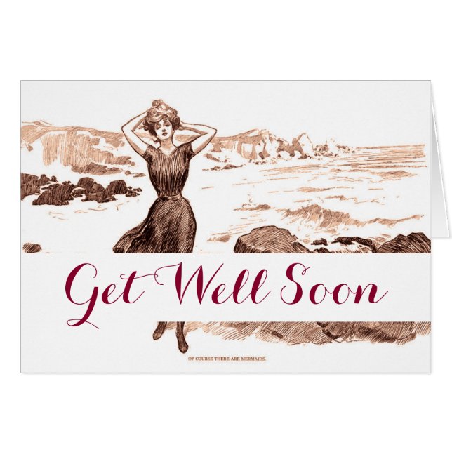 Cartão Mermaid Beach Gibson Girl Victorian Antiguidade (Frente Horizontal)