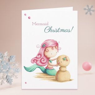 Cartão Mermaid Christmas Summer Beach