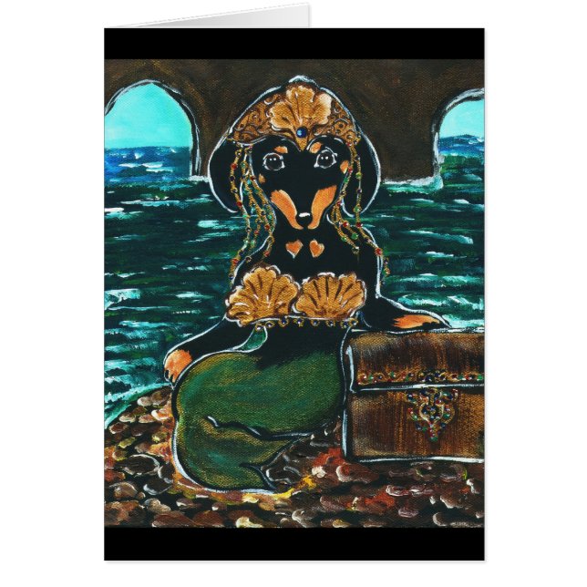 Cartão Mermaid Dachshund (Frente)
