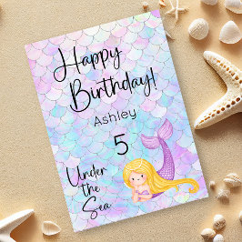 Cartão Mermaid Happy Birthday Card