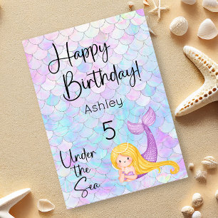 Cartão Mermaid Happy Birthday Card