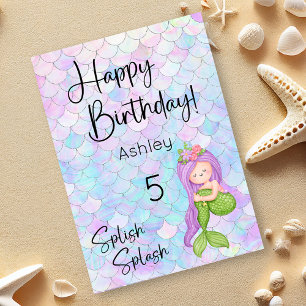 Cartão Mermaid Happy Birthday Card