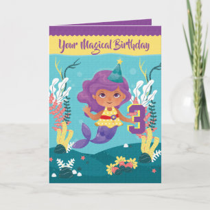 Cartão Mermaid Magical 3rd Birthday Card For Girl