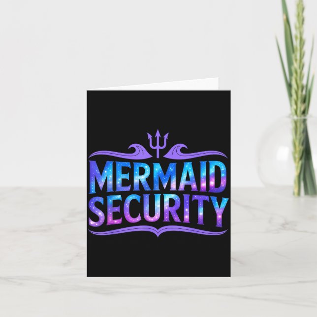 Cartão Mermaid Security Funny Dad Father Daughter Birthda (Frente)