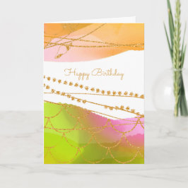Cartão Mermaid Watercolor Feliz Aniversário Divertido