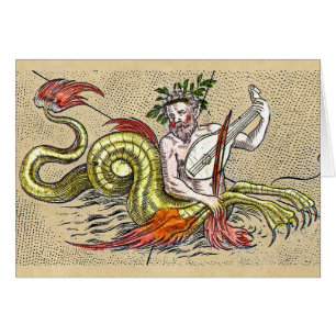 Cartão Merman do mapa do mundo