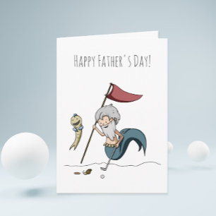 Cartão Merman Jogando Golf Engraçado Dia de os pais