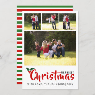 Cartão Merriest Christmas 4 photocolage strips