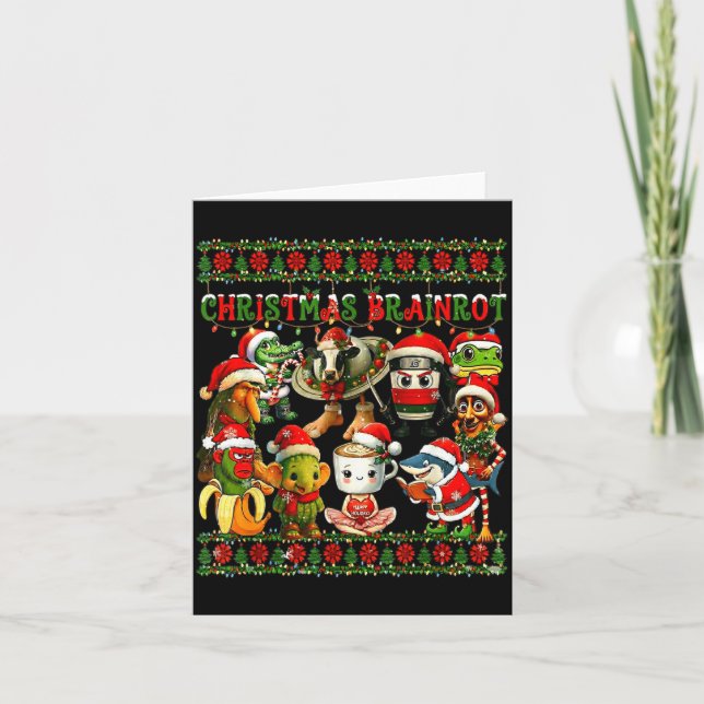 Cartão Merry Brainrot-ugly Christmas Funny Italianbrainro (Frente)