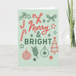 Cartão Merry & Bright Vintage Holiday Card