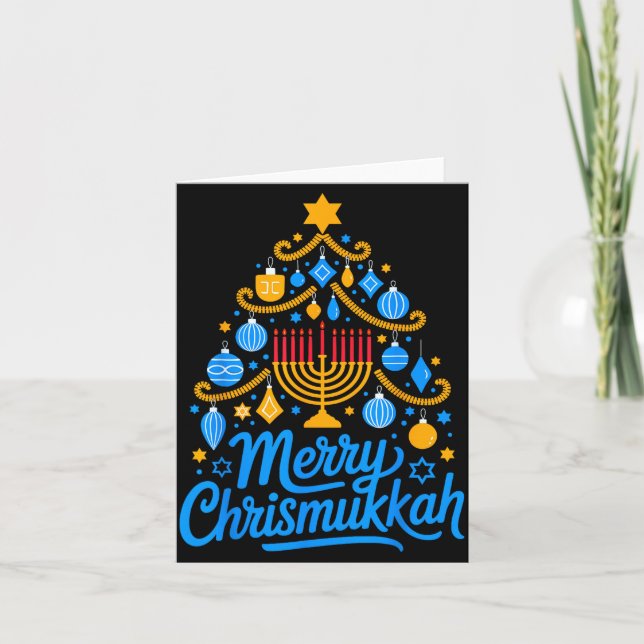 Cartão Merry Chrismukkah Holiday Hanukkah Family Matching (Frente)