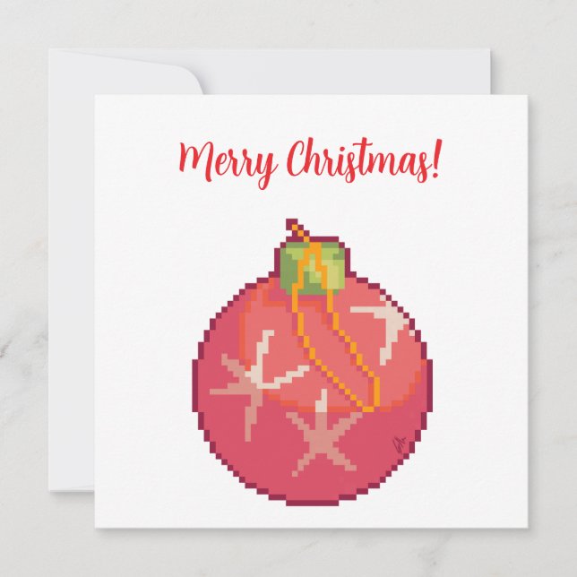 Cartão Merry Christmas Ball, Pixelart, Pixel Art  (Frente)