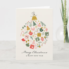 Cartão Merry Christmas bauble made up of gifts & presents