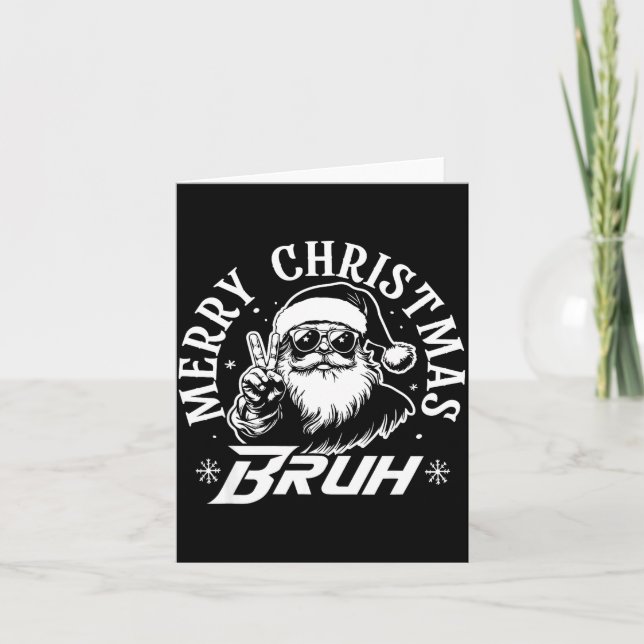 Cartão Merry Christmas Bruh Funny Santa Claus Retro Men W (Frente)