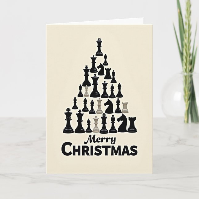 Cartão Merry Christmas Chess Tree (Frente)