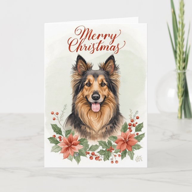 Cartão Merry Christmas Dog Festive Holiday Greeting Card (Frente)