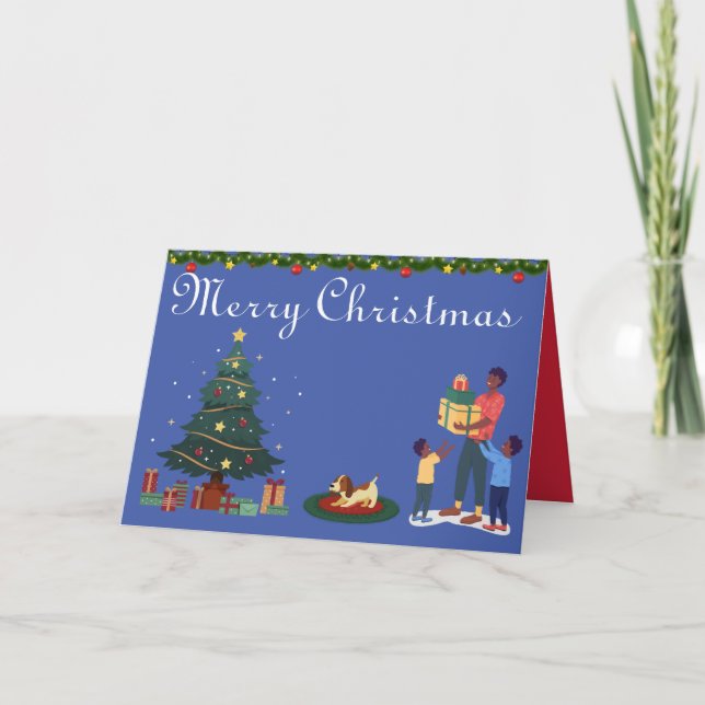 CARTÃO MERRY CHRISTMAS ETHNIC AFRICAN AMERICAN FAMILY (Frente)