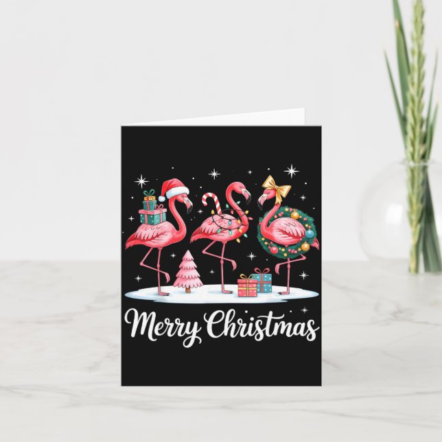 Cartão Merry Christmas Flamingo Women Girls Kids Xmas Fla (Frente)