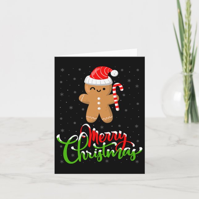 Cartão Merry Christmas Funny Gingerbread Cookie Baking Ch (Frente)