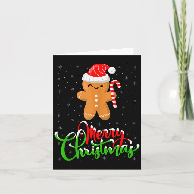 Cartão Merry Christmas Funny Gingerbread Cookie Baking Ch (Frente)