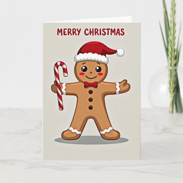 Cartão Merry Christmas Gingerbread Man (Frente)